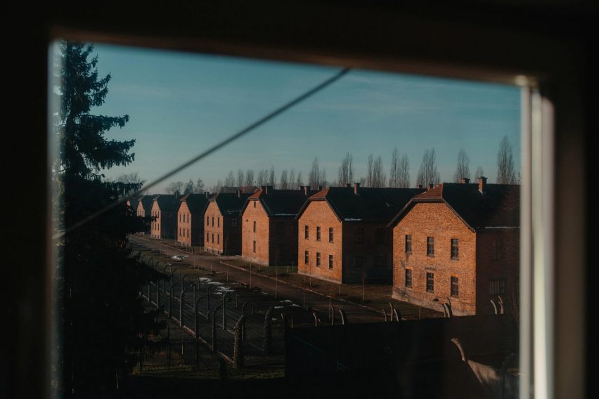 Window overlooking the Auschwitz concentration camp in Poland