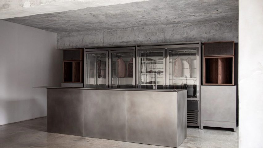All metal stainless steel kitchen unit