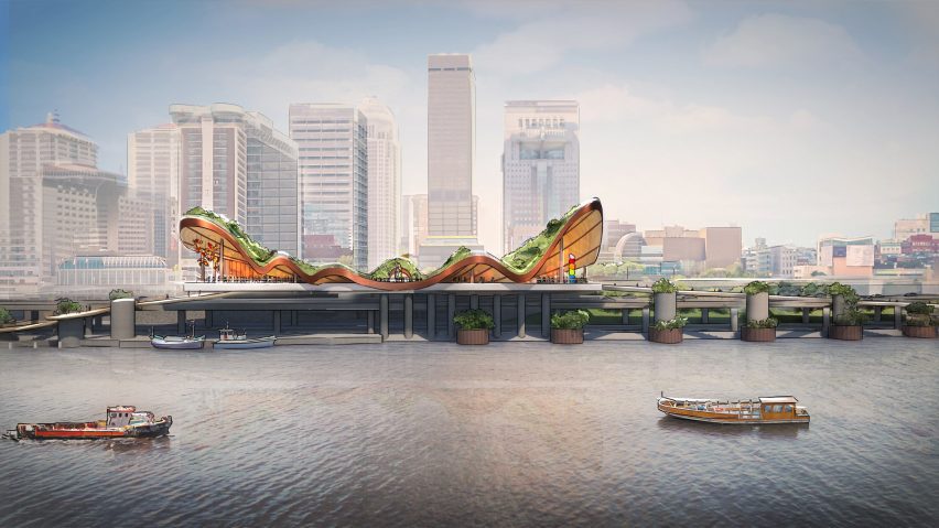 Renderings of a wavy park