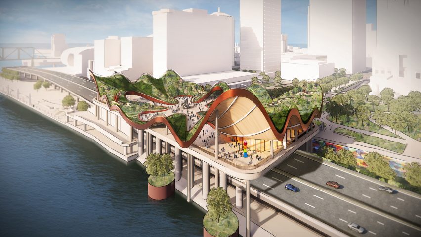 Renderings of a wavy park