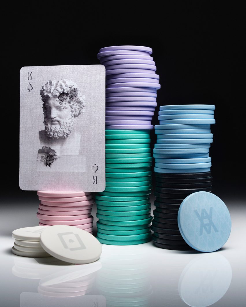 Chips and cards from WPT Daniel Arsham Poker Set
