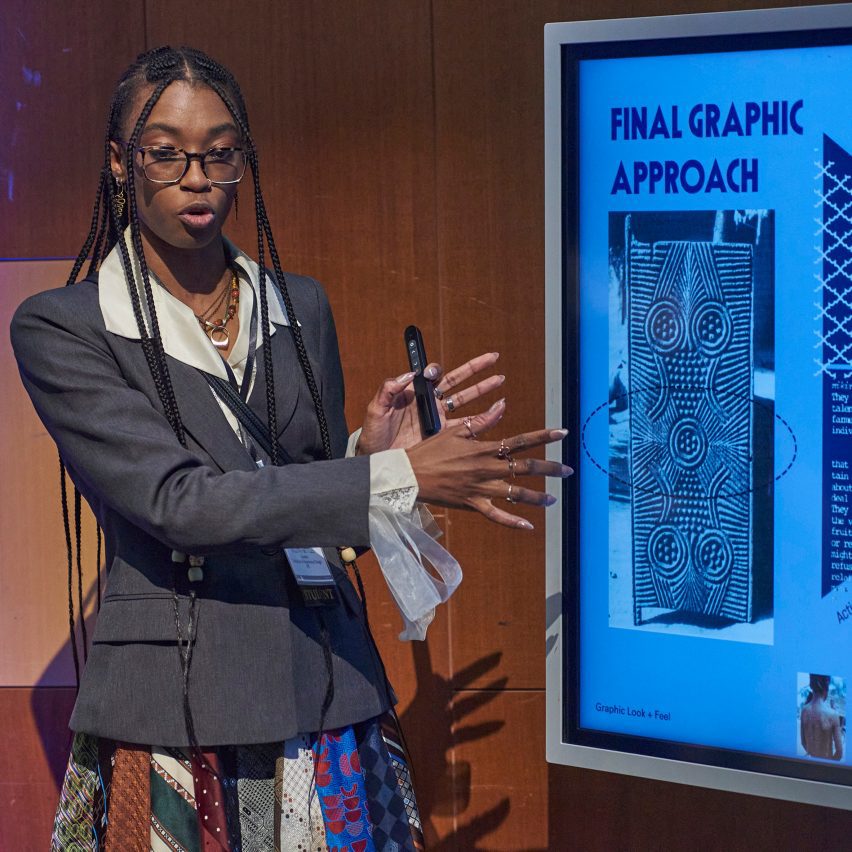 a student presenting their work