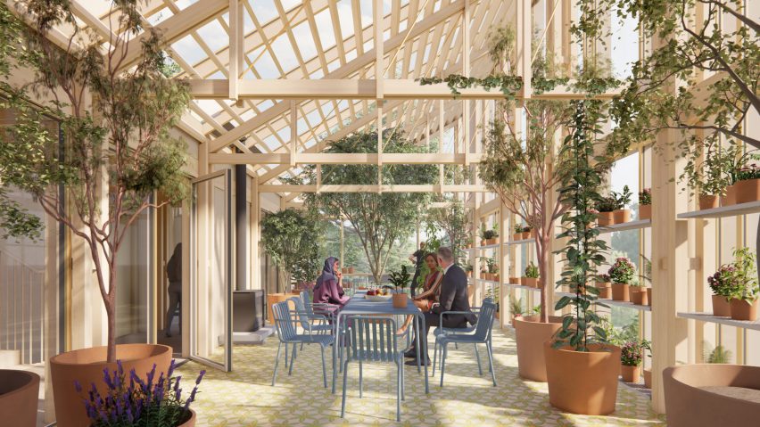 Timber-framed garden room at Maggie's Cambridge by Niall McLaughlin Architects