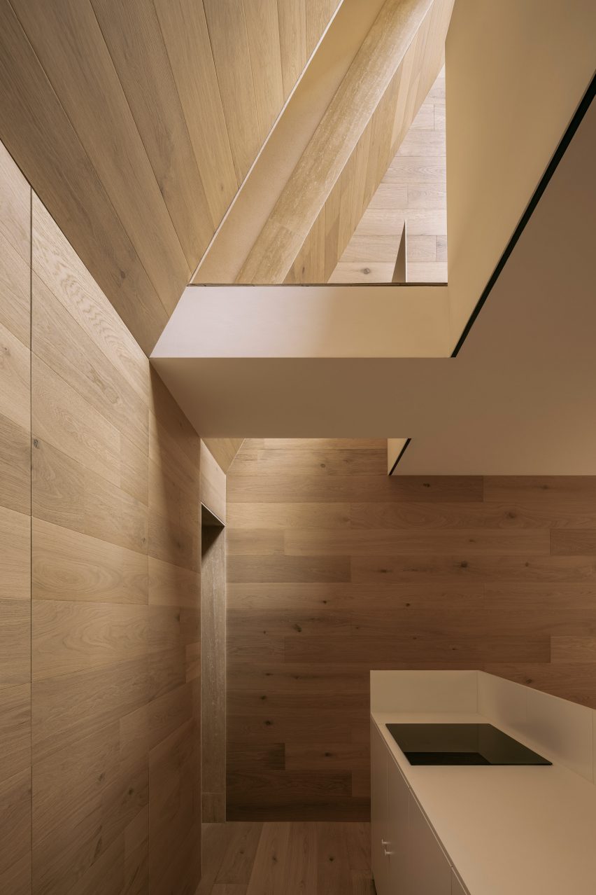 Pyramid-shaped house interior