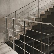 Concrete staircase with steel railing