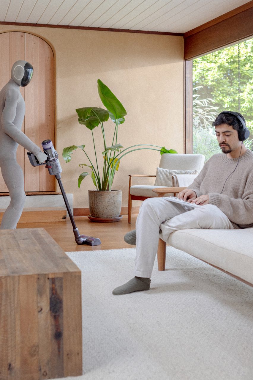 Neo Gamma robot by 1X vaccuming