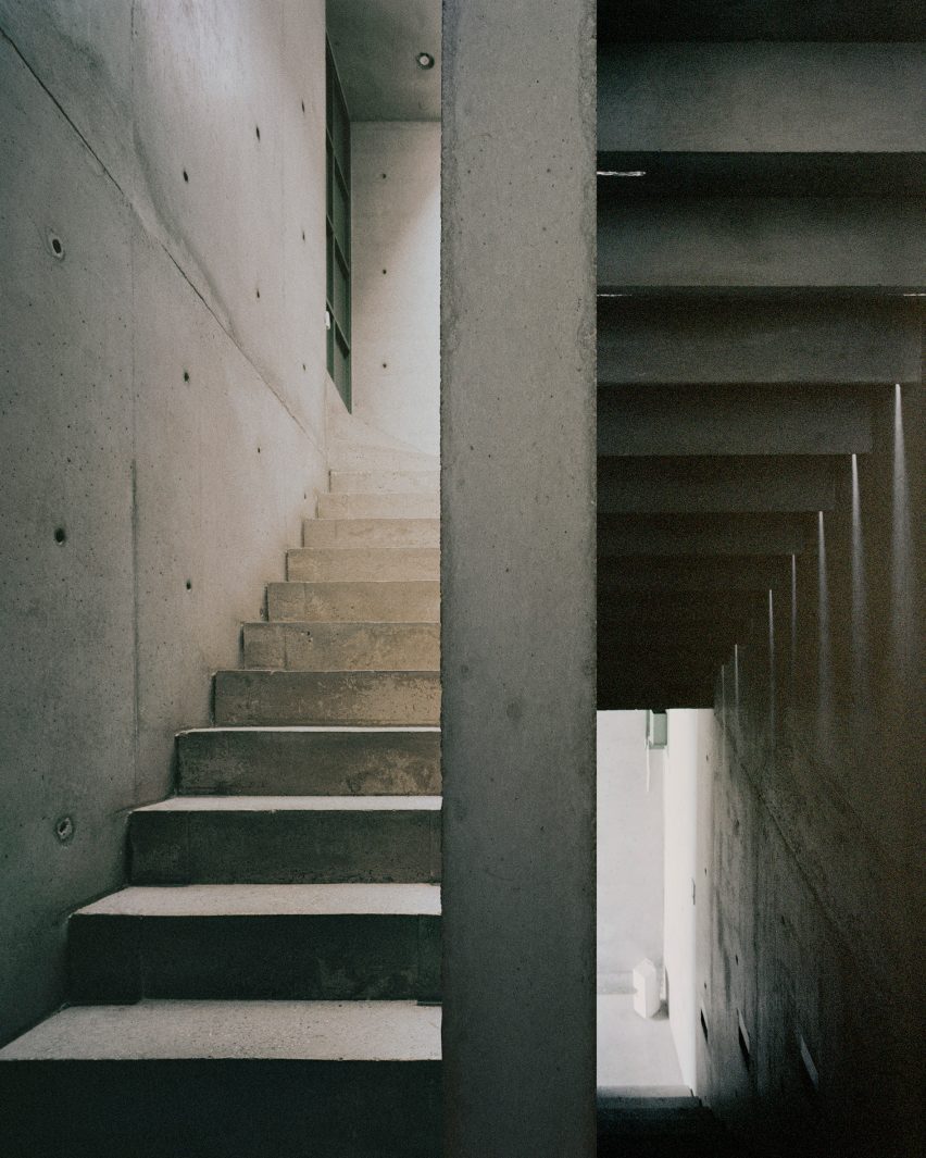 Exposed concrete walls