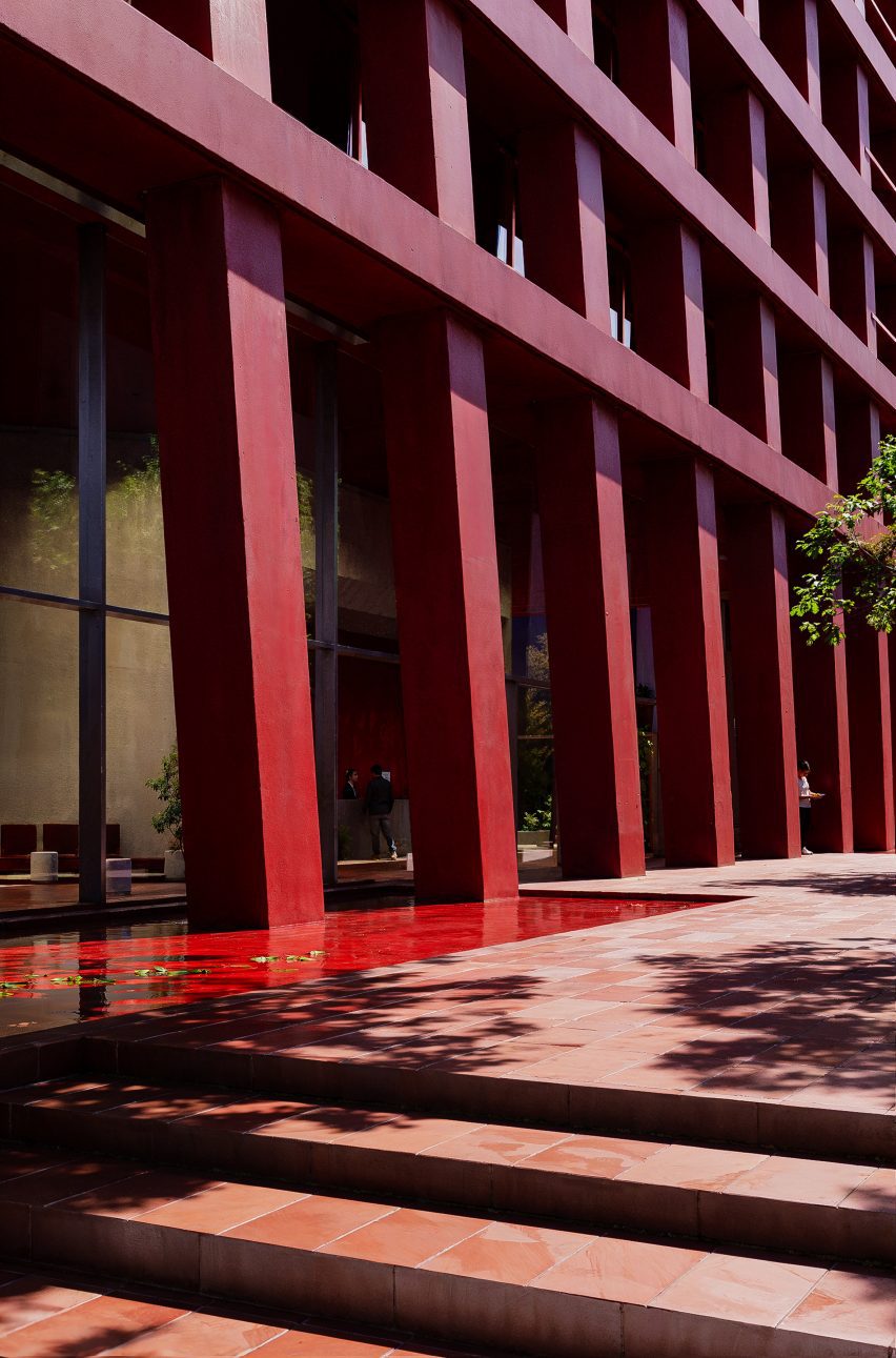Exterior courtyard at Barcelona Tower in Tirana