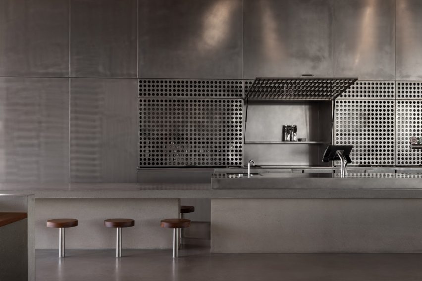 industrial metal bar tasting counter