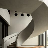 Giant concrete spiral staircase
