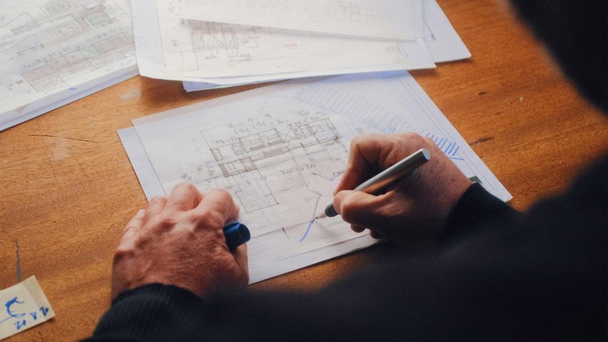 Architect worker drawing