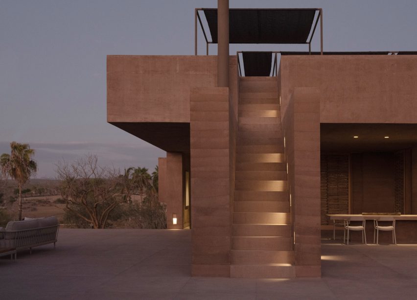 Rammed-earth terrace at a house in Mexico
