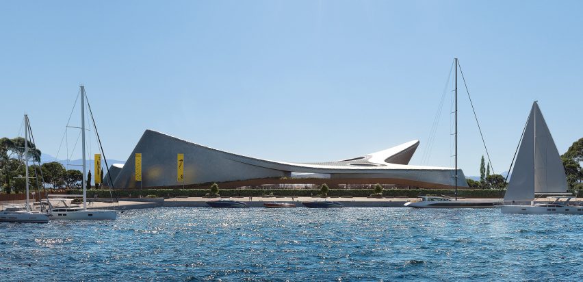 View from sea of Centre of Mediterranean Culture in Italy