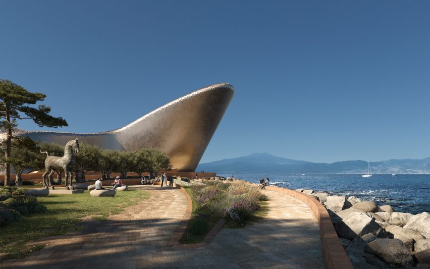 Exterior render of new cultural centre by Zaha Hadid Architects