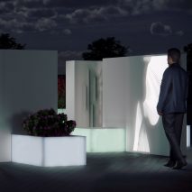 Render of people at an installation