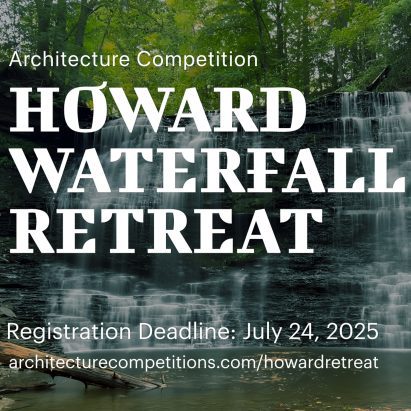 Photo of waterfall at Howard Waterfall Retreat with text overlay for the Buildner competition