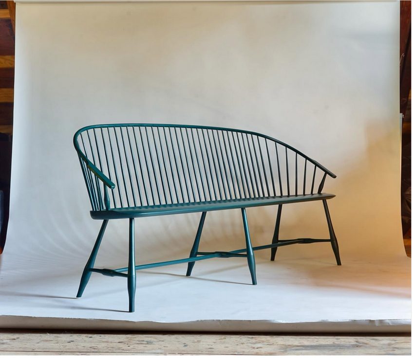 Green wooden bench