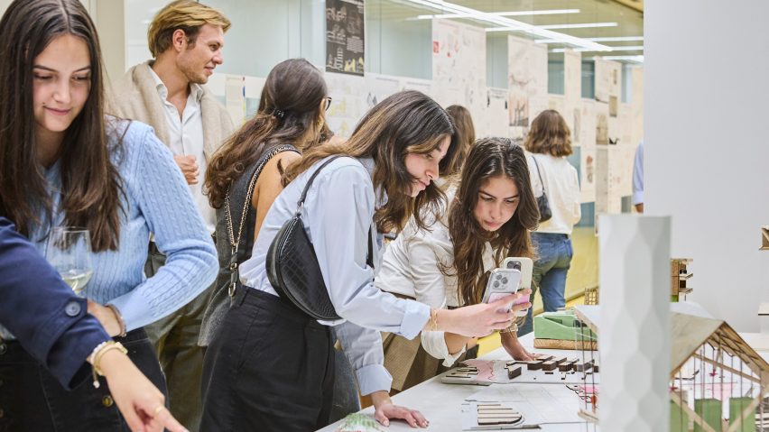 University students observing projects
