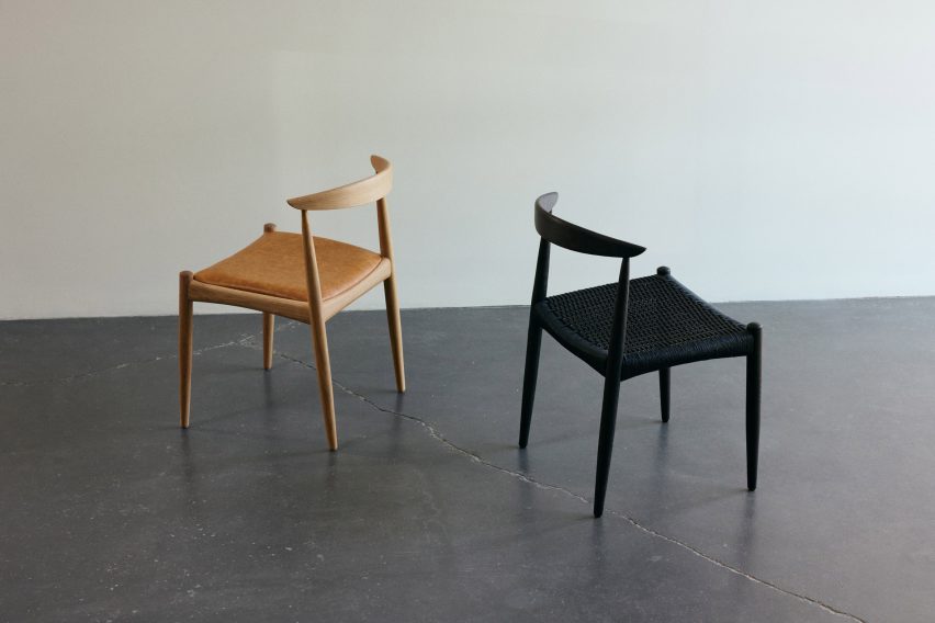 Two chairs, brown and black