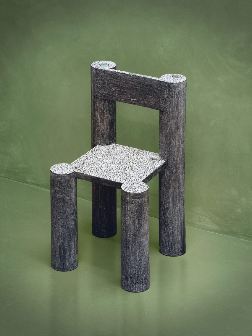 Chair with green background 