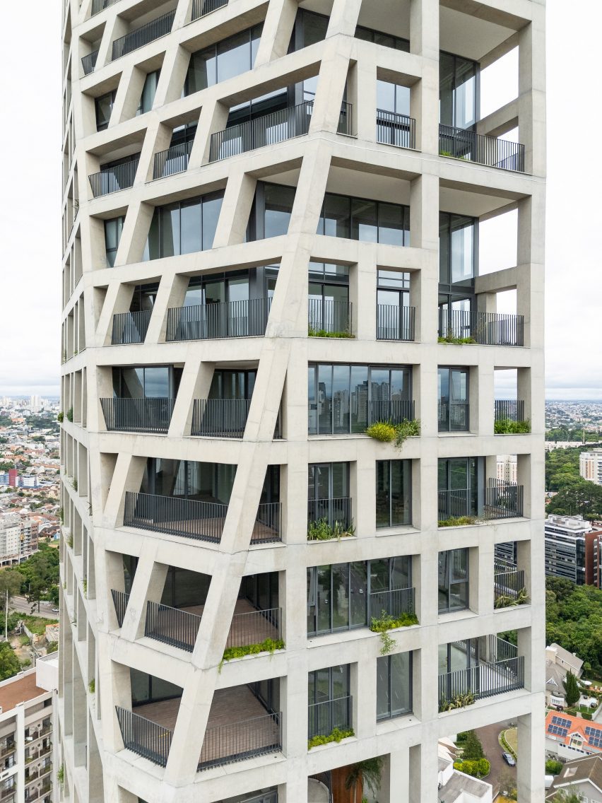 Structural concrete grid on skyscraper
