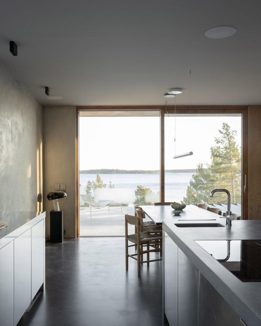 Kitchen interior at House Djurö in Sweden