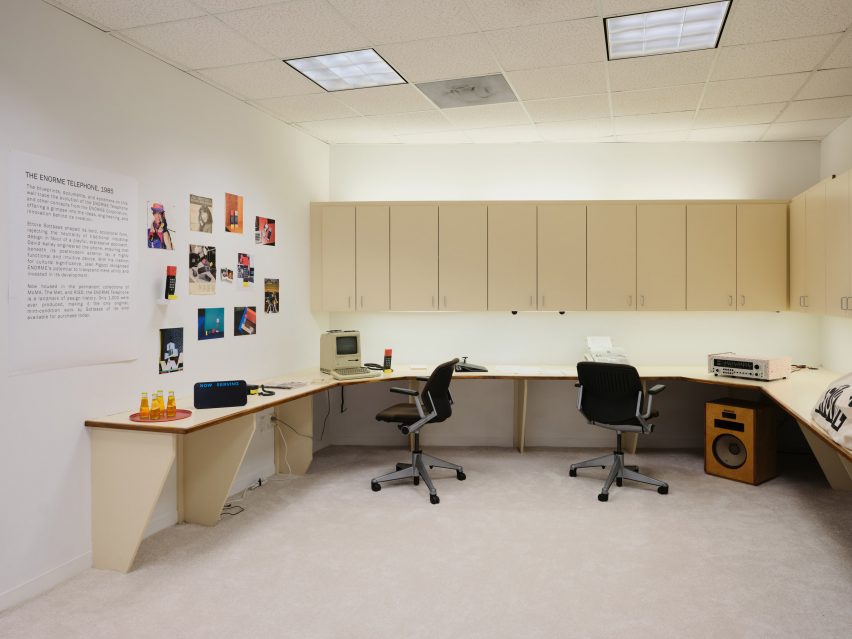 Ettore Sotsass telephone design in office space