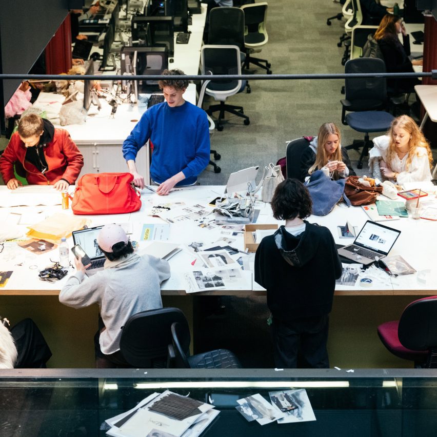 students working together at a table