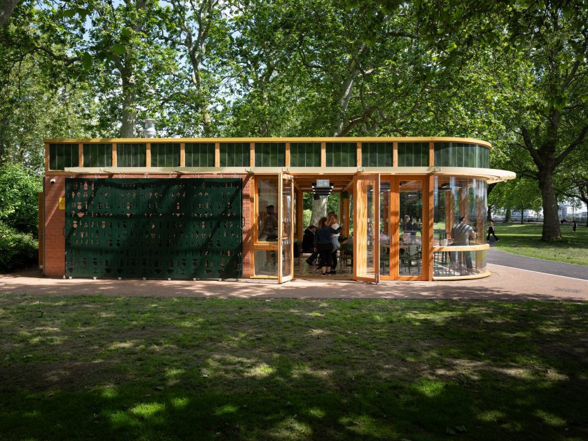 Side view of Island Gardens cafe exterior in London