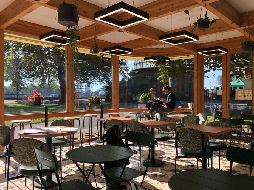 Indoor seating at public space by Makespace Architects