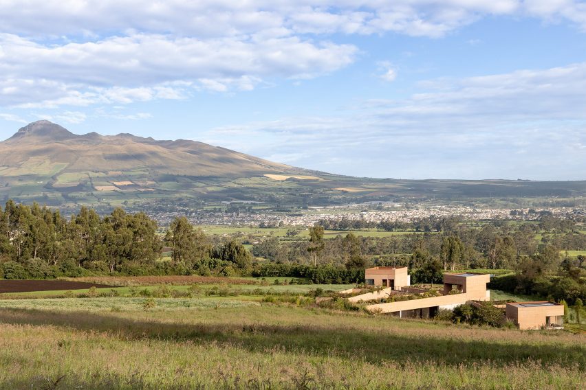 Andes Mountains with house in the hillside