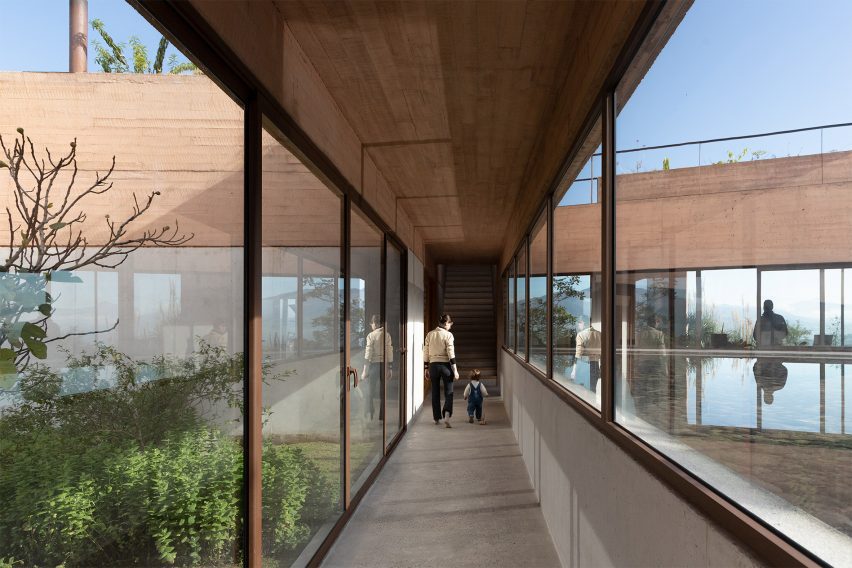 Glass hallway in the home