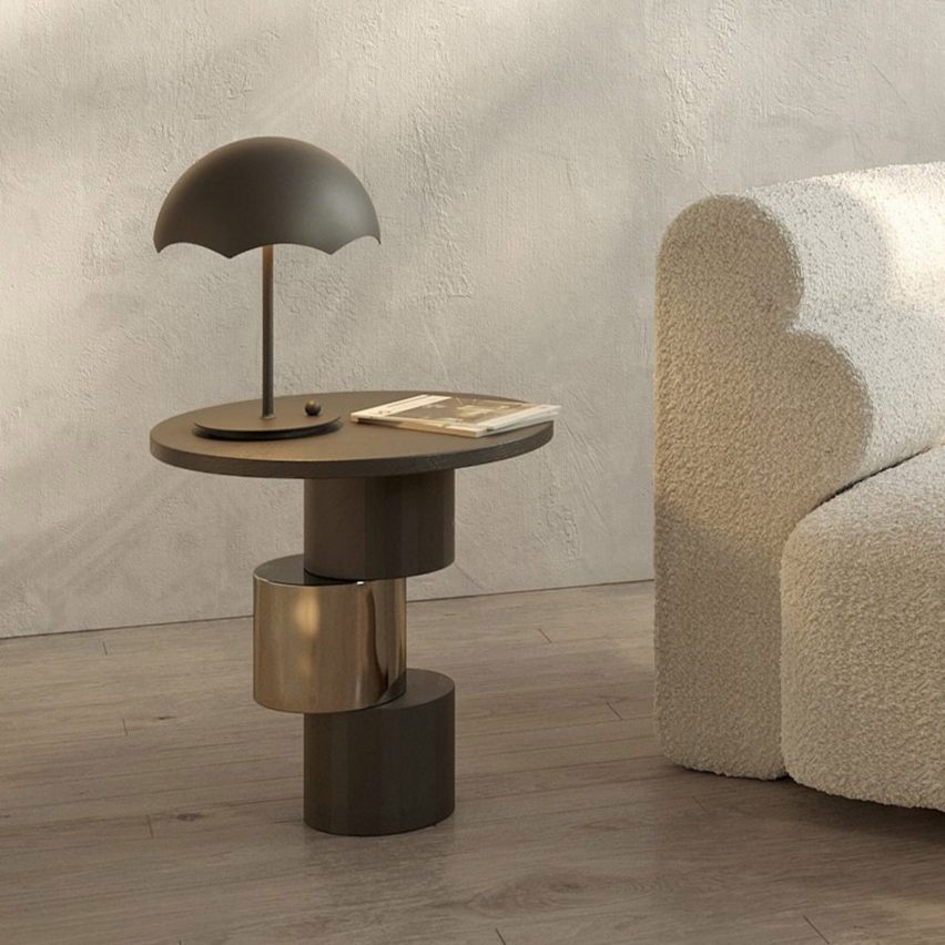Side table and sofa at ICFF