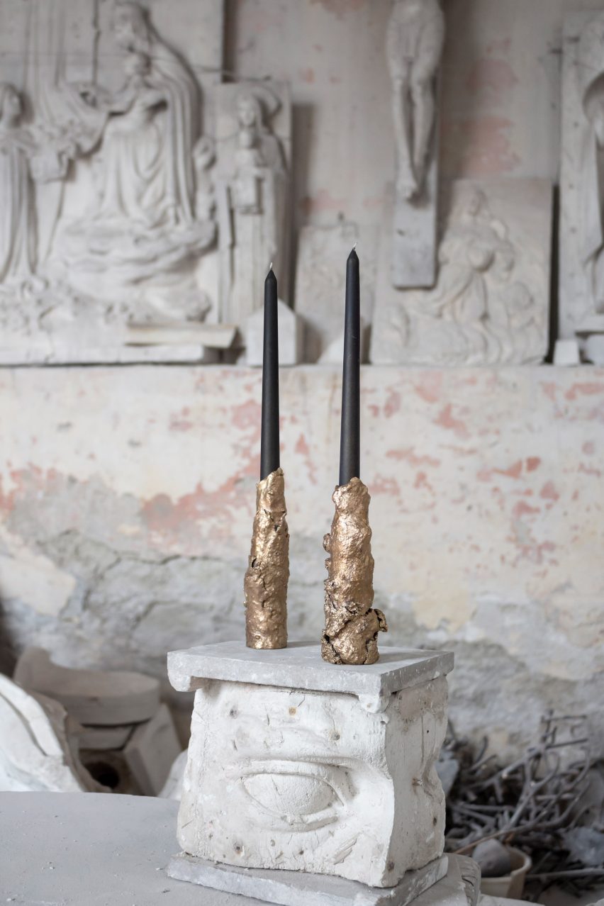 Two golden candlesticks