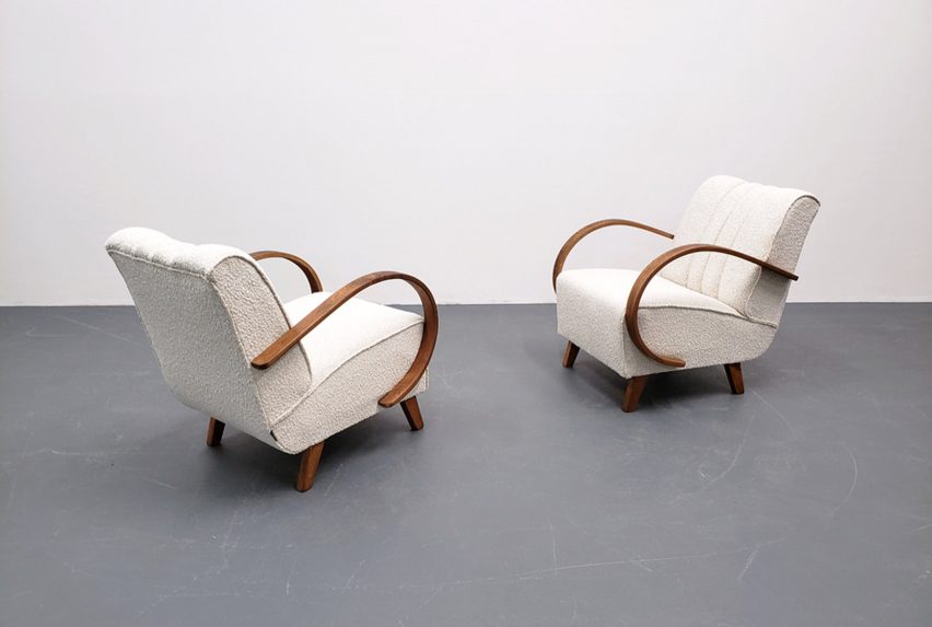 Two Jindrich Halabala bentwood armchairs