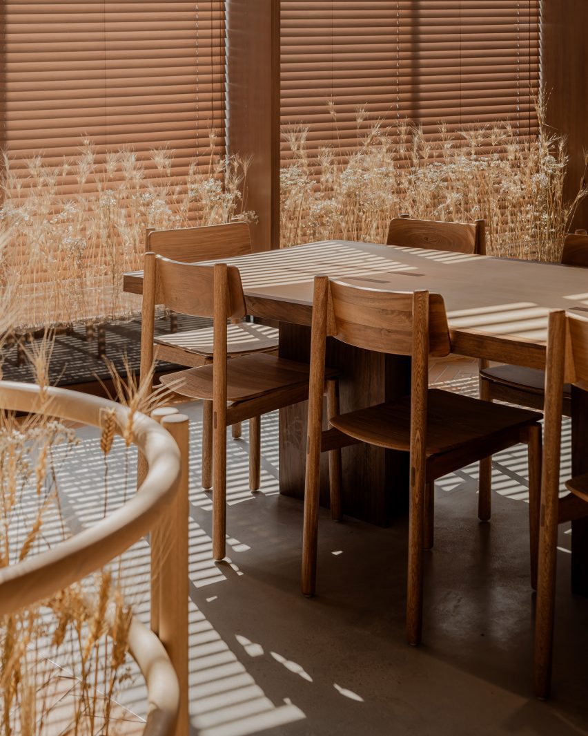 Custom furniture built from hardwood submerged in a local reservoir 