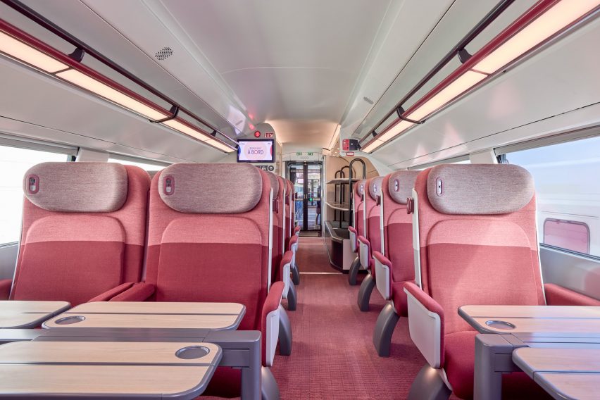 Red seat area of TGV Inoui train