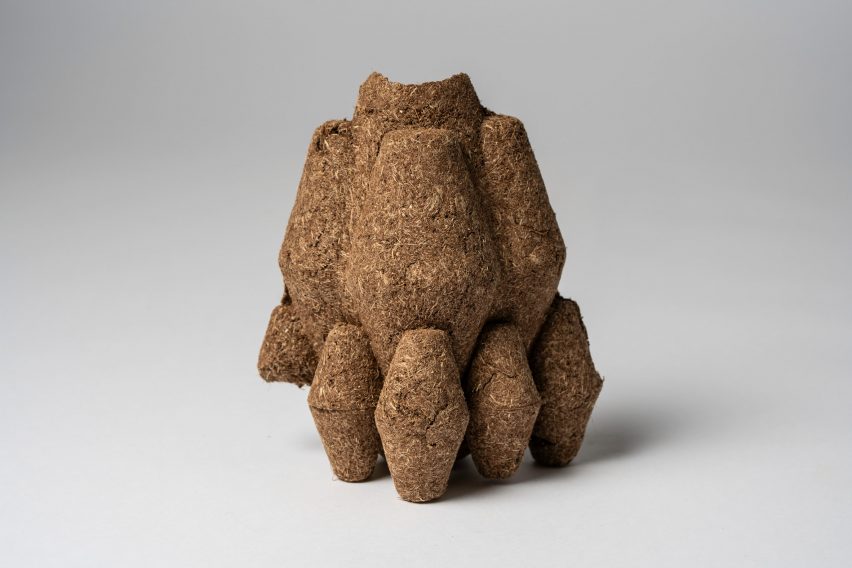 a photograph of student work exploring natural fibres and technology