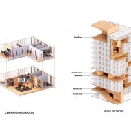 Renderings of a mass timber skyscraper