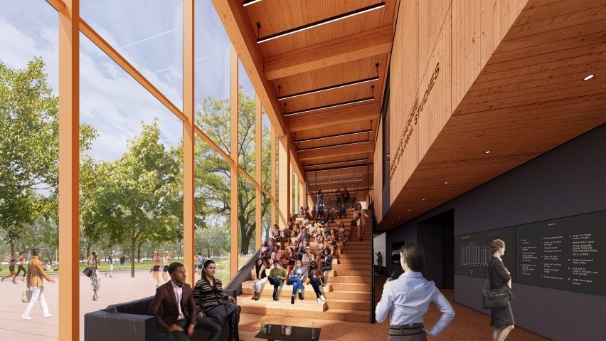 Renderings of a mass timber skyscraper