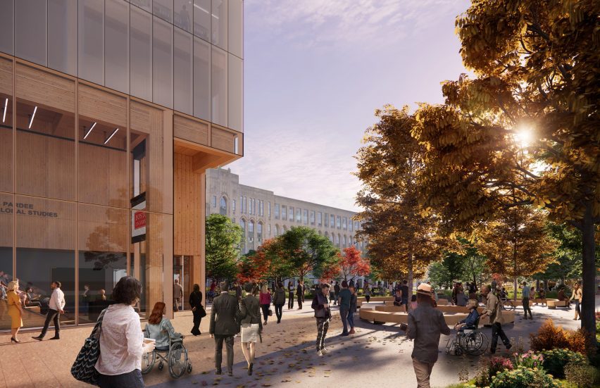 Renderings of a mass timber skyscraper