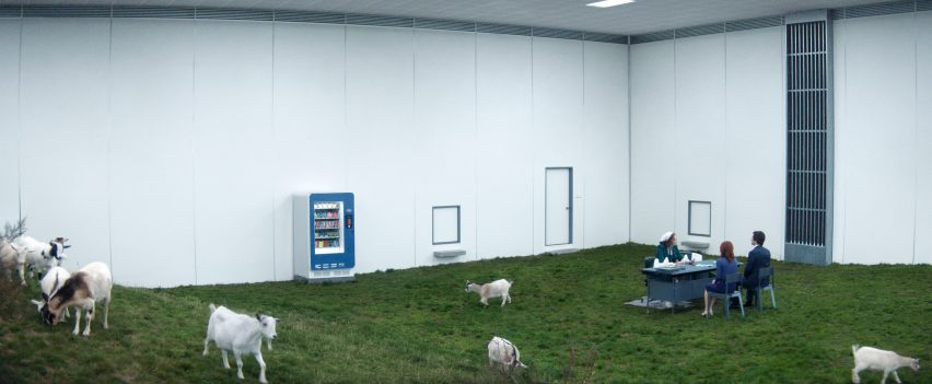 Hilly goat room in TV show Severance