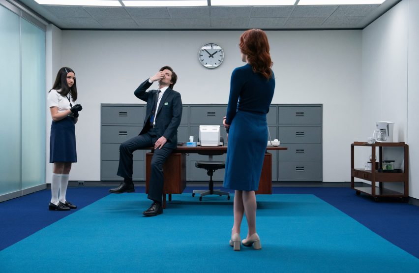 Blue carpeted office by Jeremy Hindle