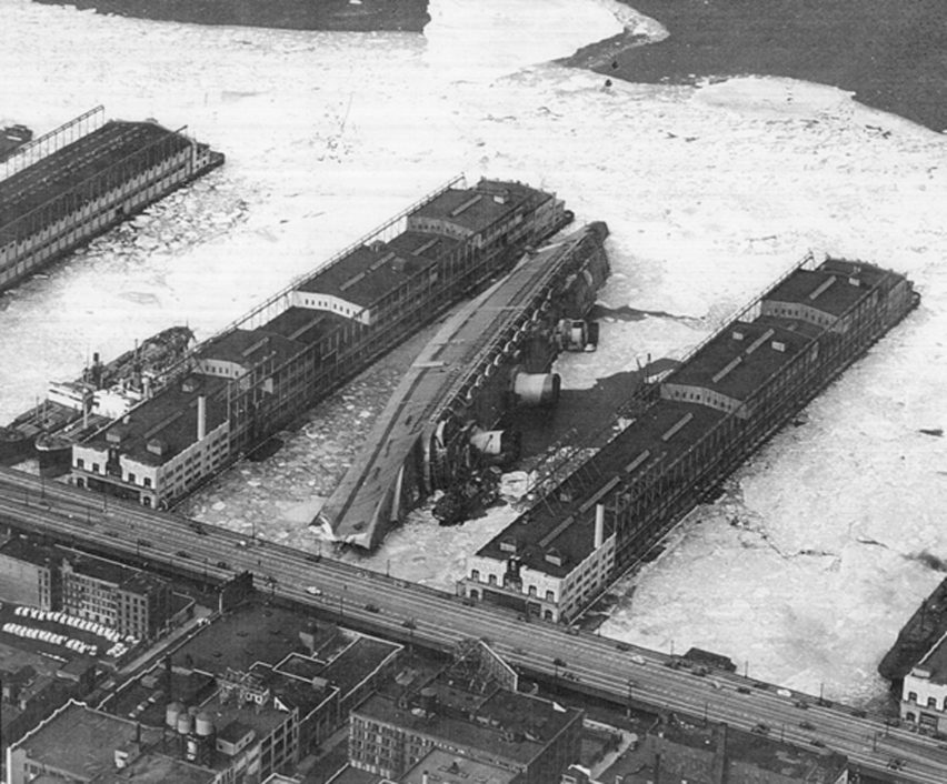 SS Normandie capsized at pier 88 in New York
