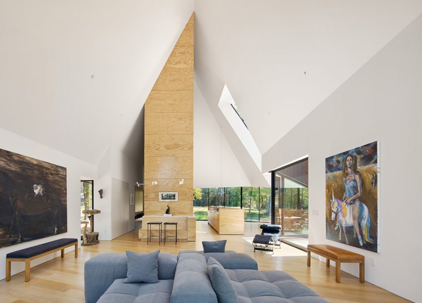 Blue coach in living room