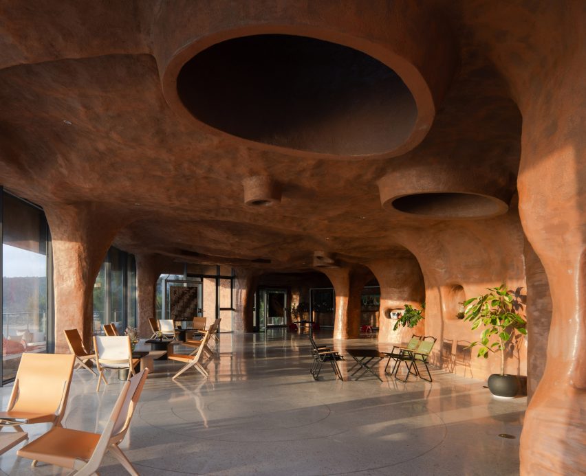 Cave-like interior of Blue Insight Cave Space by 3andwich Design