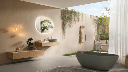 Villeroy & Boch's Antao range in a contemporary earthy bathroom interior