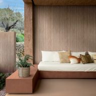 Photo of indoor outdoor seating area with surfaces by Florim