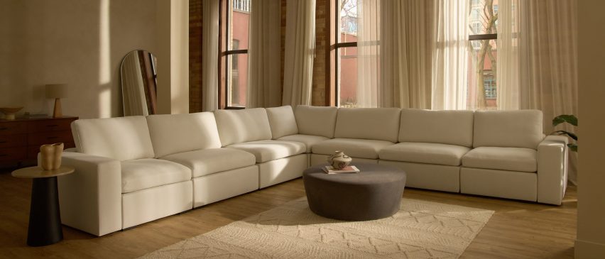 Aire modular sofa by Silk & Snow in an L-shape