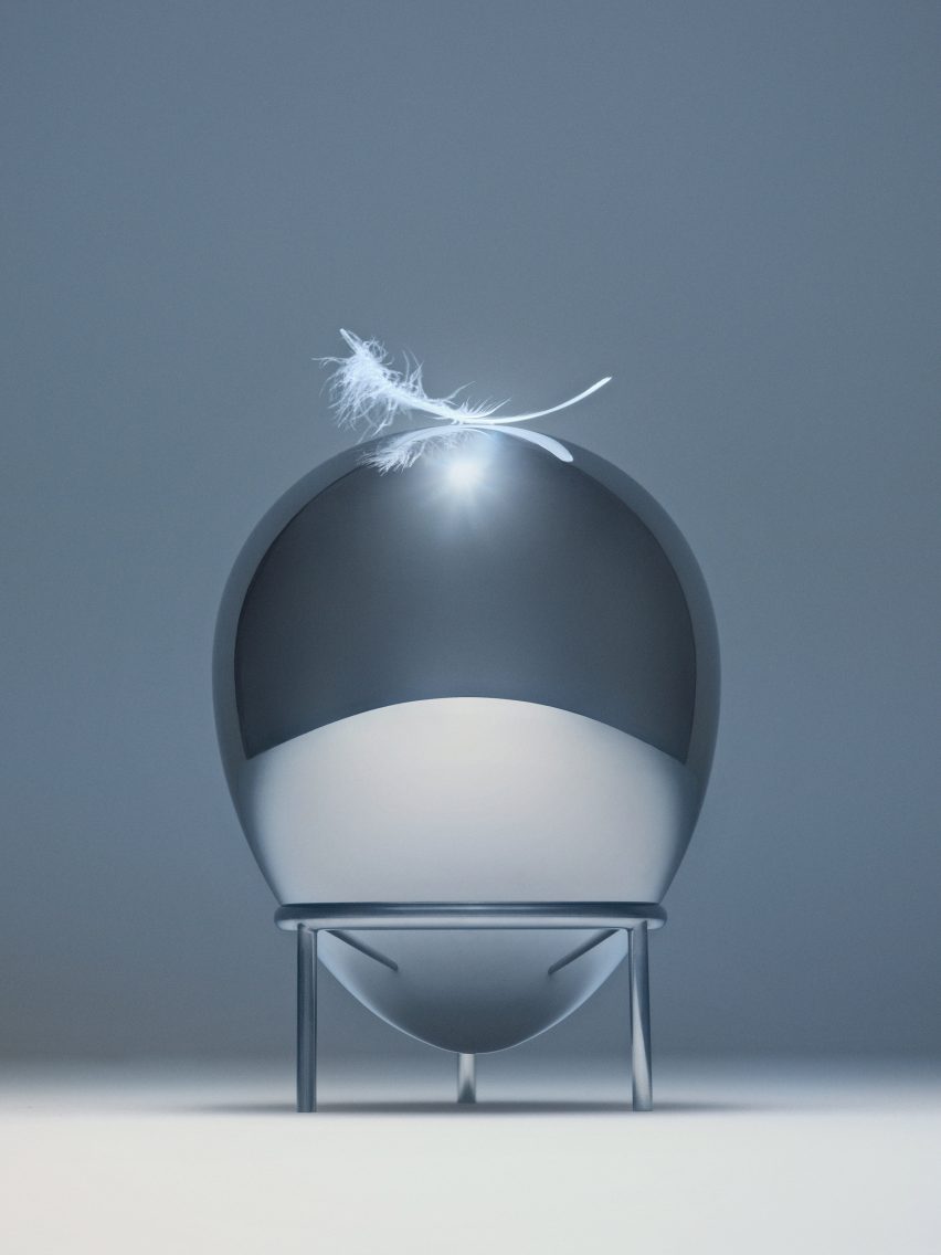 Michael Anastassiades created a metallic, egg-shaped urn